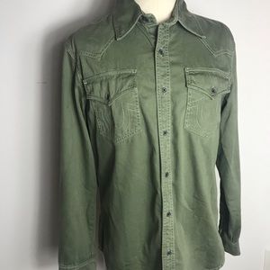 True religion green button Down Western Shirt